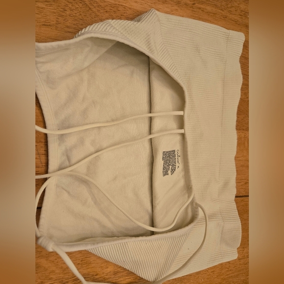 Colsie Cream Tie Front Crop Tank Top/Bralette - Picture 4 of 4